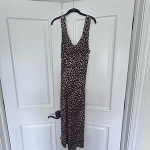 Reformation Brown Leopard Print sleeveless  Midi Dress